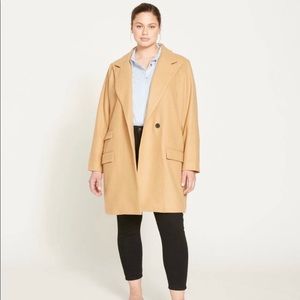 NWT! Universal Standard Peak Lapel Tailored Wool Coat - iced coffee
